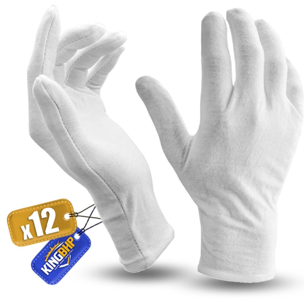 Cotton gloves COSMETIC DUST-FREE gloves 100% COTTON x12