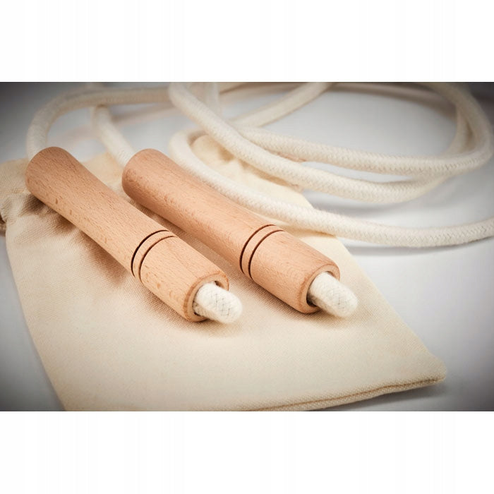 Cotton jump rope with wooden handles Color brown