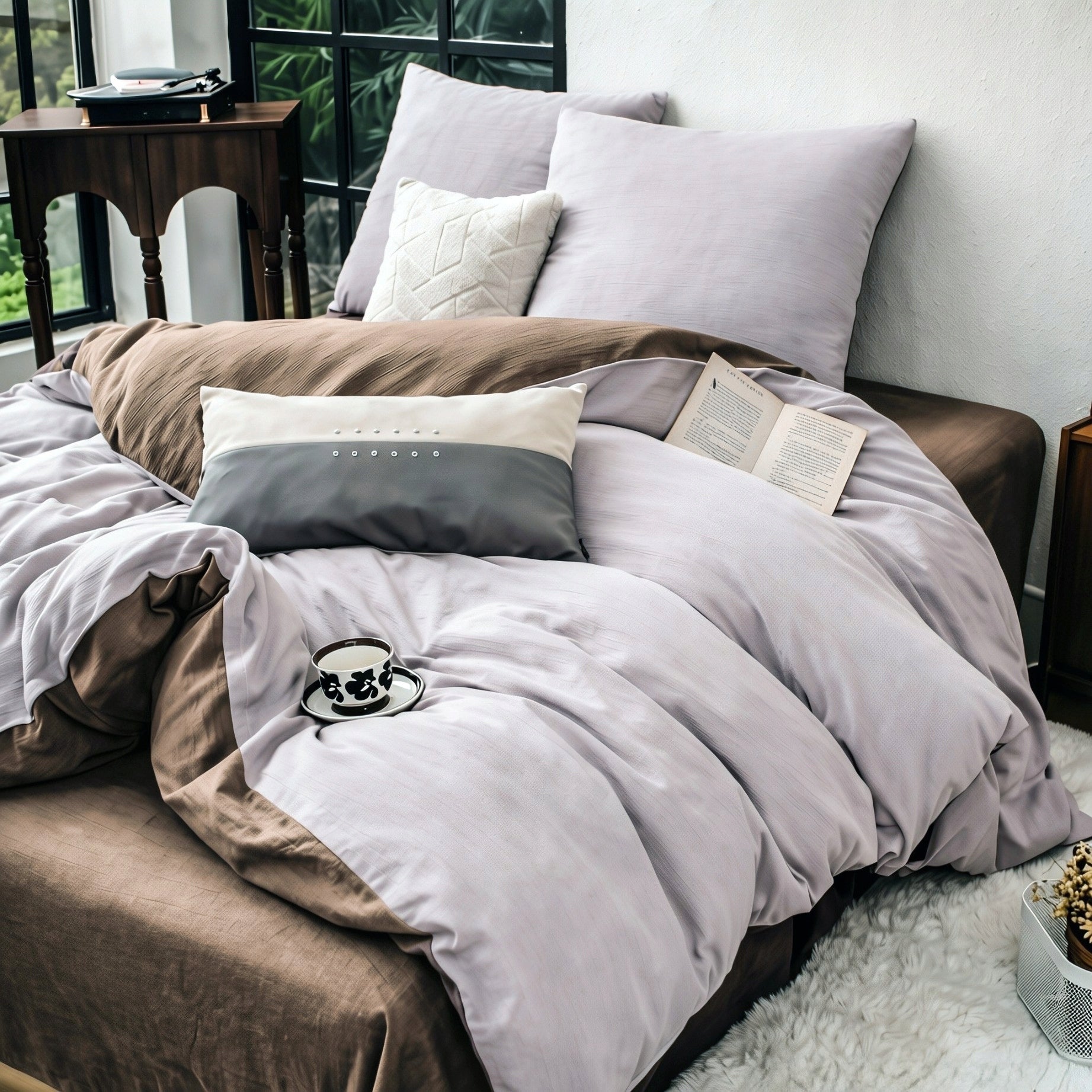 Cotton muslin bedding 180×220 cm, 4-piece, cream-brown Packaging status original