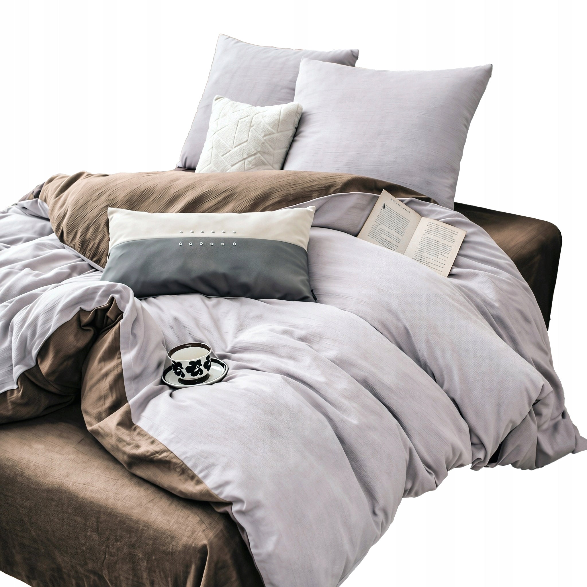Cotton muslin bedding 180×220 cm, 4-piece, cream-brown