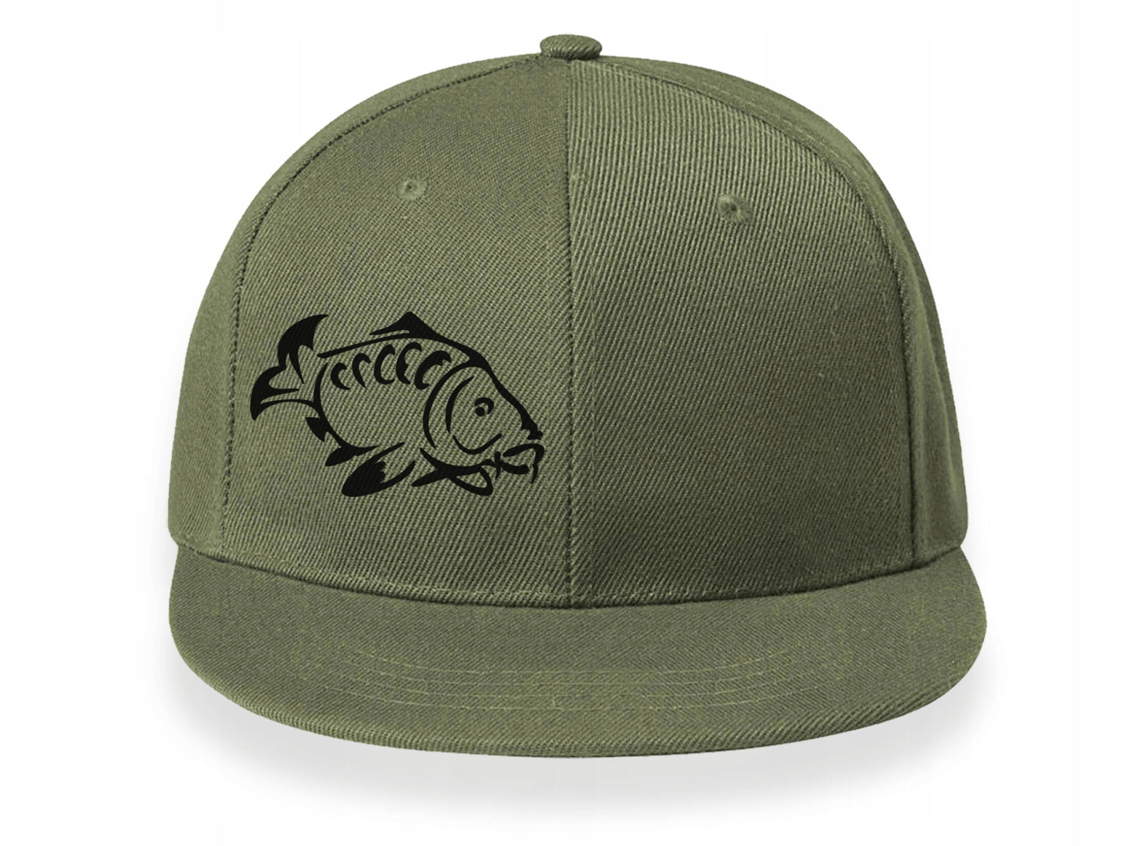 Cotton summer cap with khaki visor adjustable fish print KARP Color green