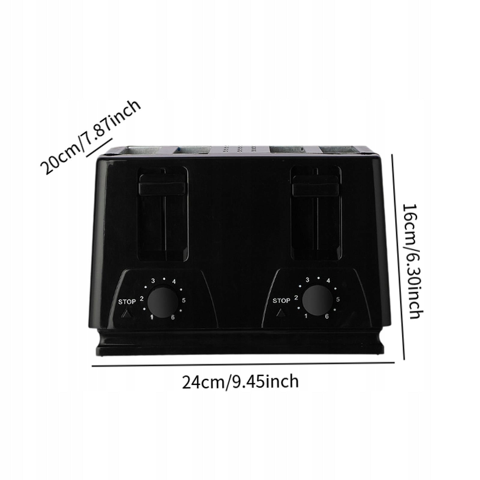 Counter Toaster Dual Control Panels 4 Slices Adjustable Stainless Steel Power rating 1.1 W