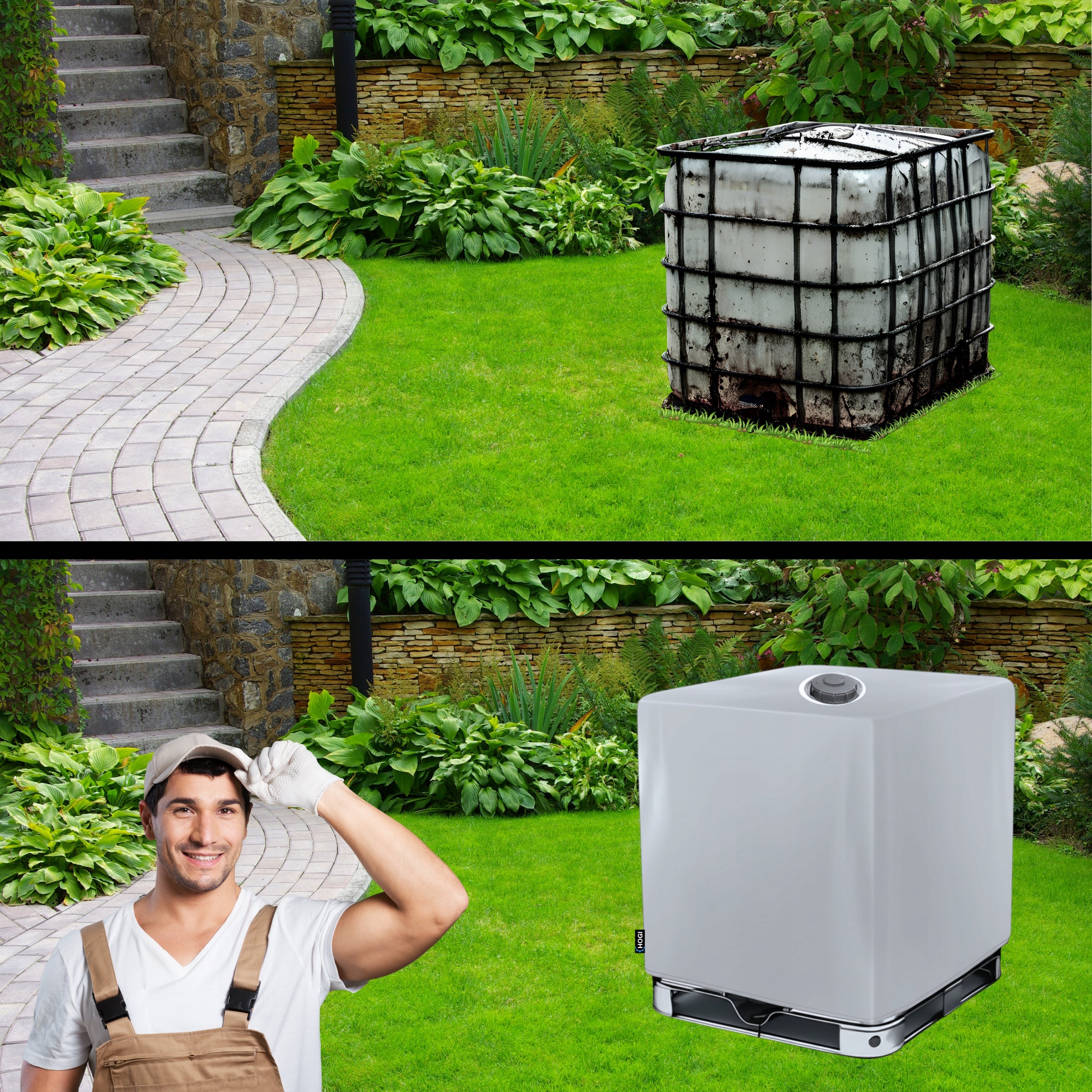 Cover Tarpaulin TANK MAUZER BARREL RAINWATER 1000L 100x120x116cm Manufacturer HOGI