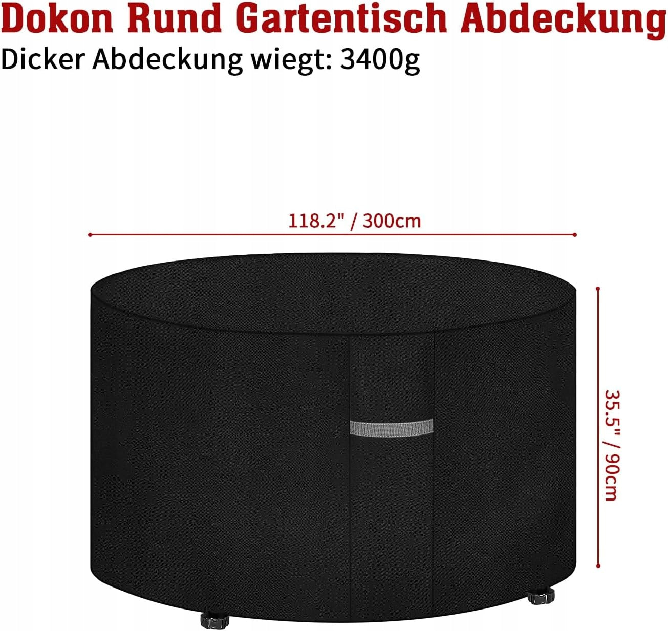 Cover for Garden Furniture Waterproof UV and Wind Resistant 300x90cm Length 300 cm