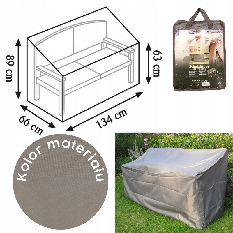 Cover for garden bench 2 - person 134 x 66 x 83 cm grey