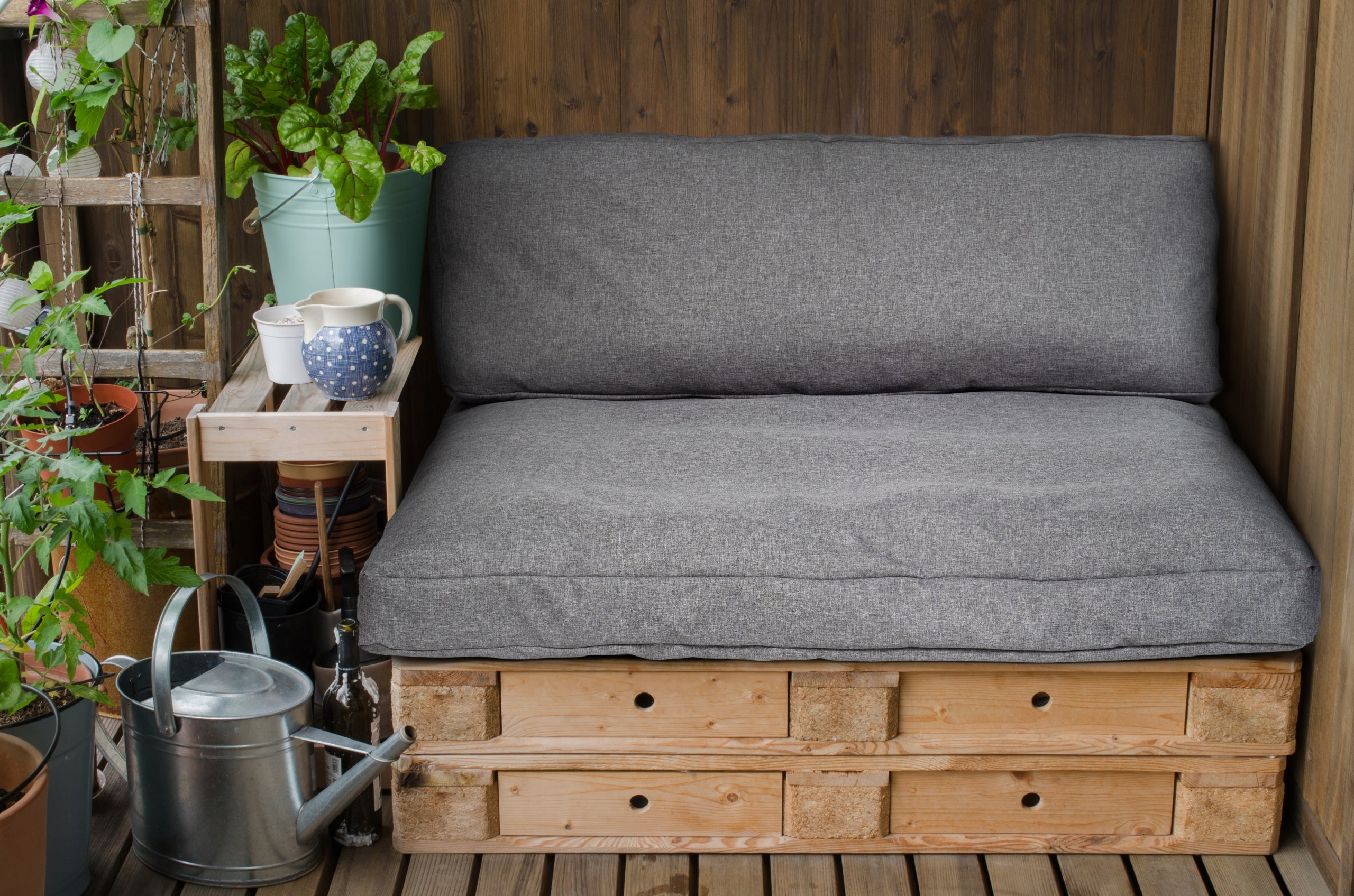 Cover for garden cushion, for bench, for pallets, 120x40x10 cm grey Length 120 cm