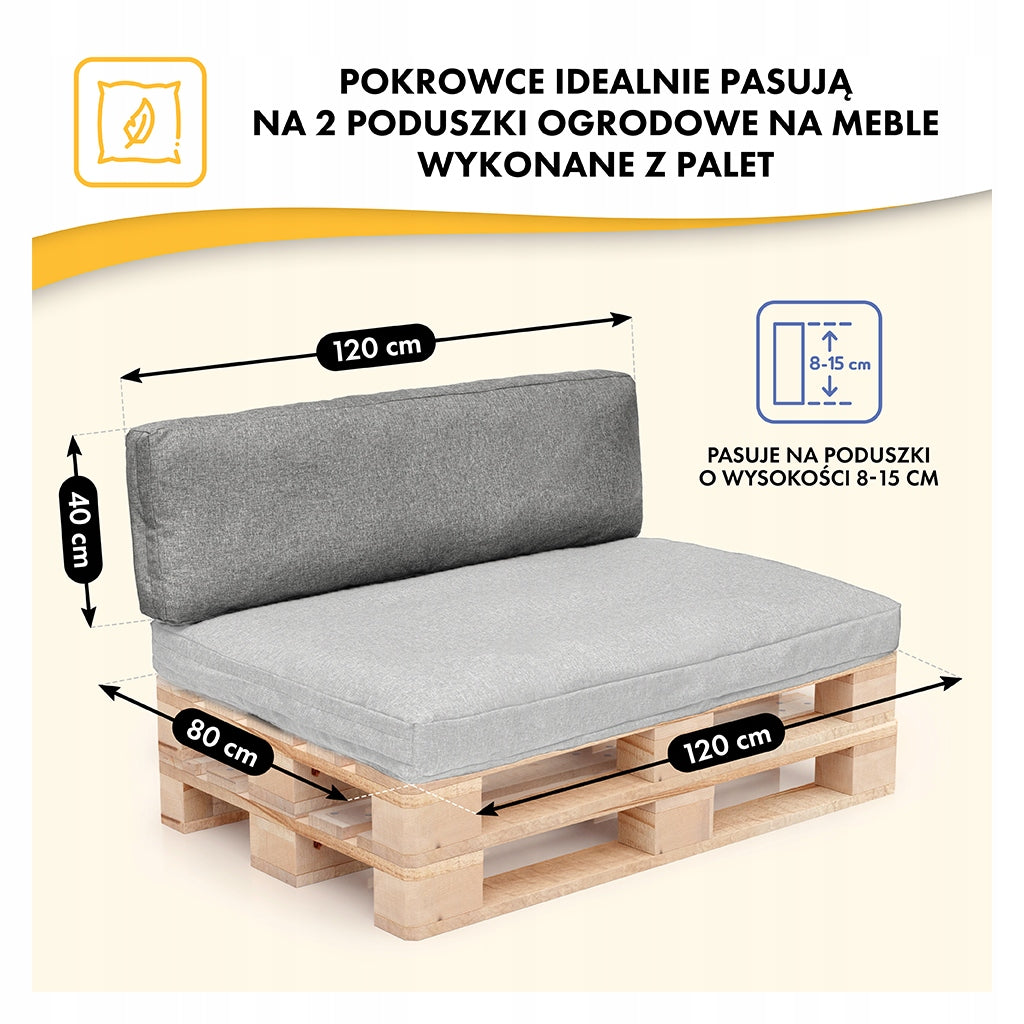 Cover for garden cushion, for bench, for pallets, 120x40x10 cm grey Manufacturer no brand