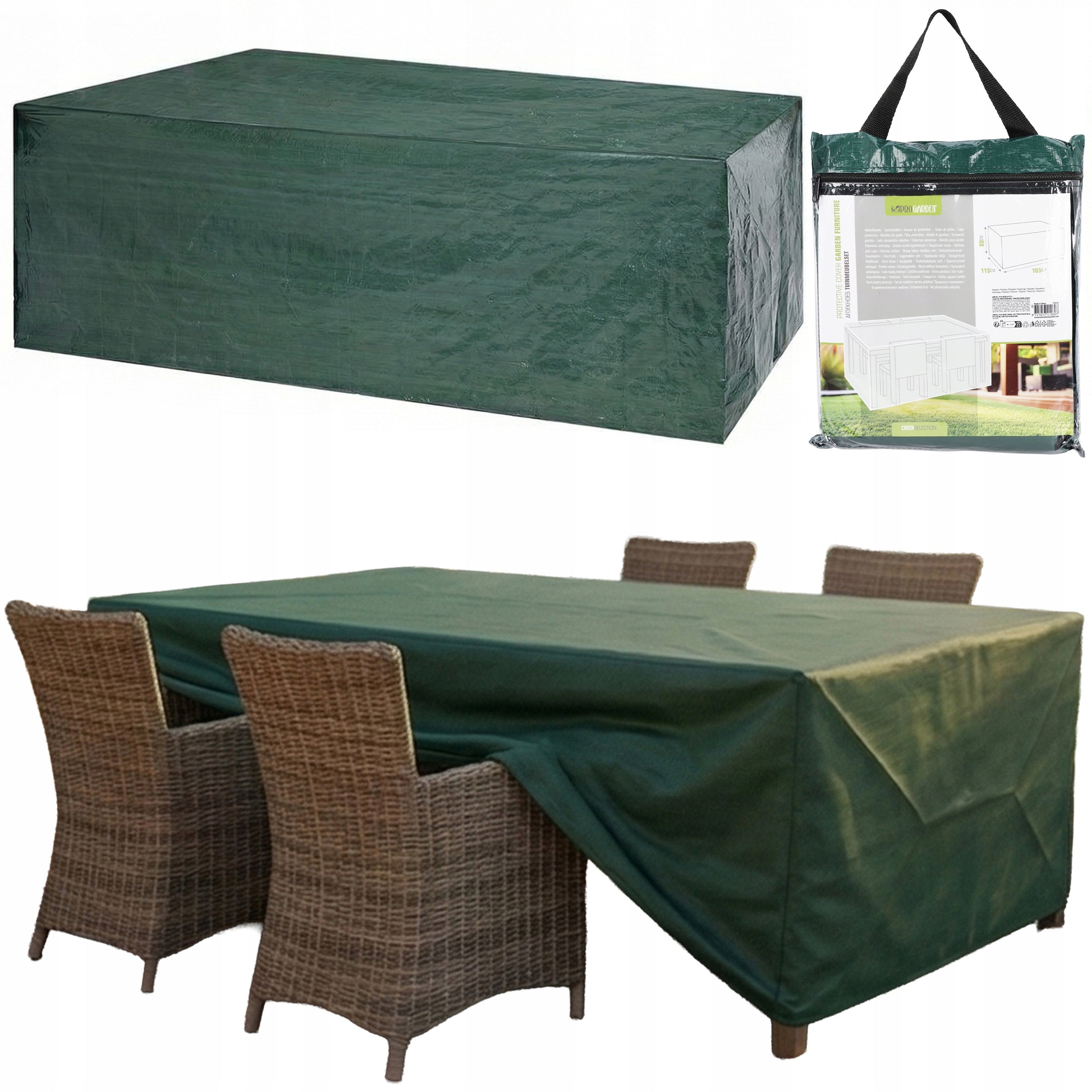 Cover for garden furniture table chairs waterproof strong 165x115x80cm XL