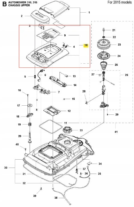 Cover set of robotic mower AUTOMOWER 315 Husqvarna Manufacturer code 587449002