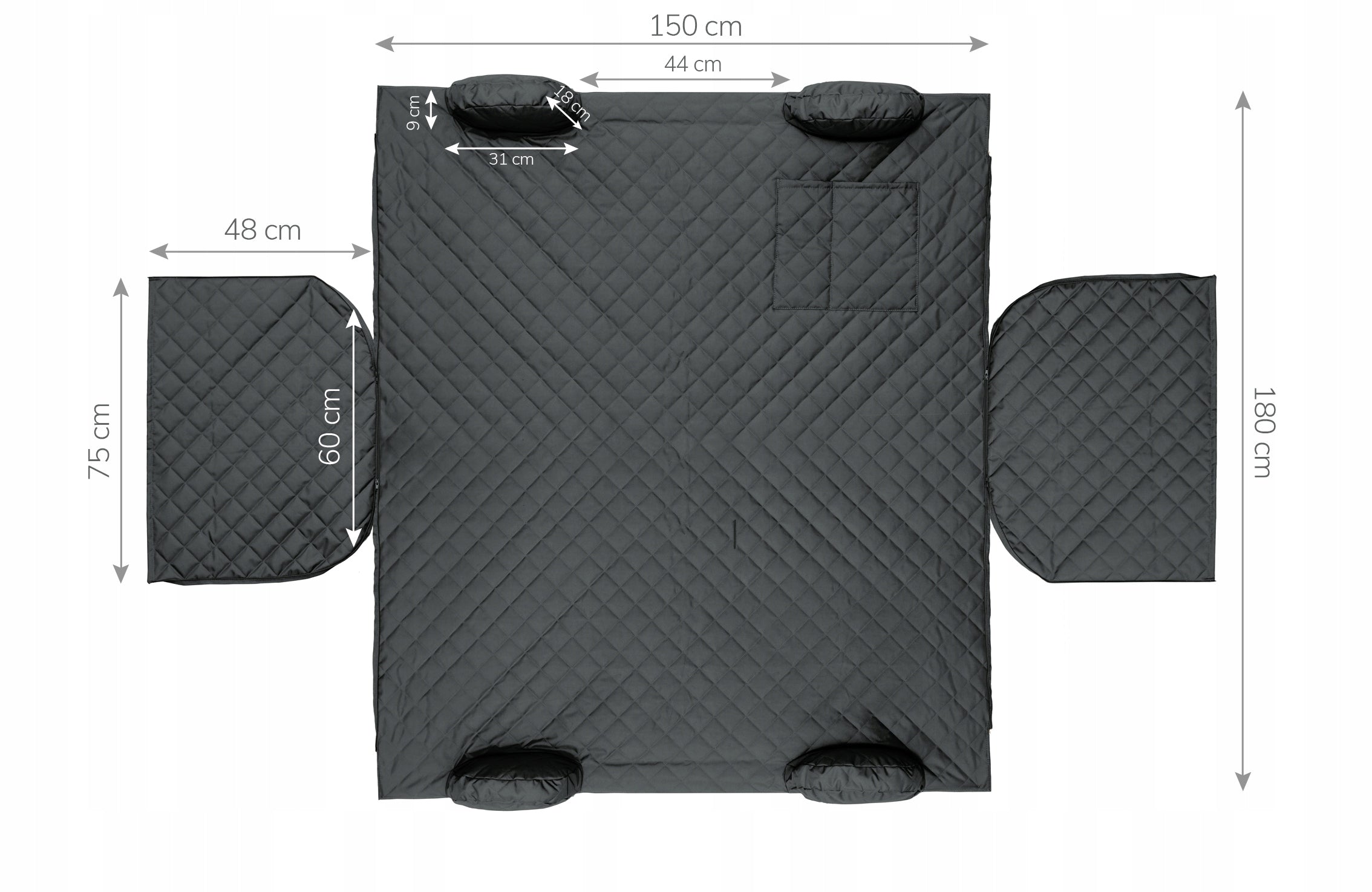 Cover with sides seat mat for dog car M 150x180cm - graphite Brand Juelle