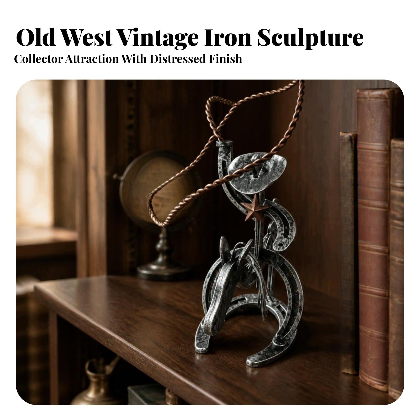 Cowboy Ornament Rustic Cowboy Sculpture Distressed for Farmhouse, Office Manufacturer no brand