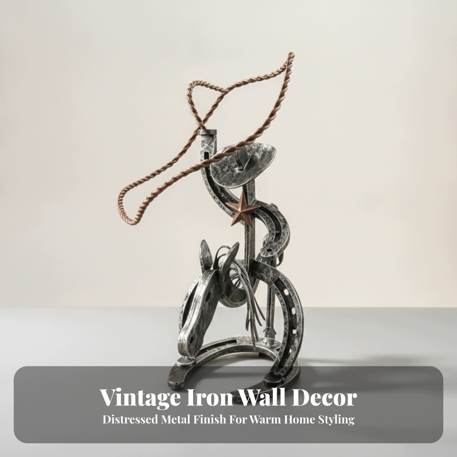 Cowboy Ornament Rustic Cowboy Sculpture Distressed for Farmhouse, Office Packaging status original
