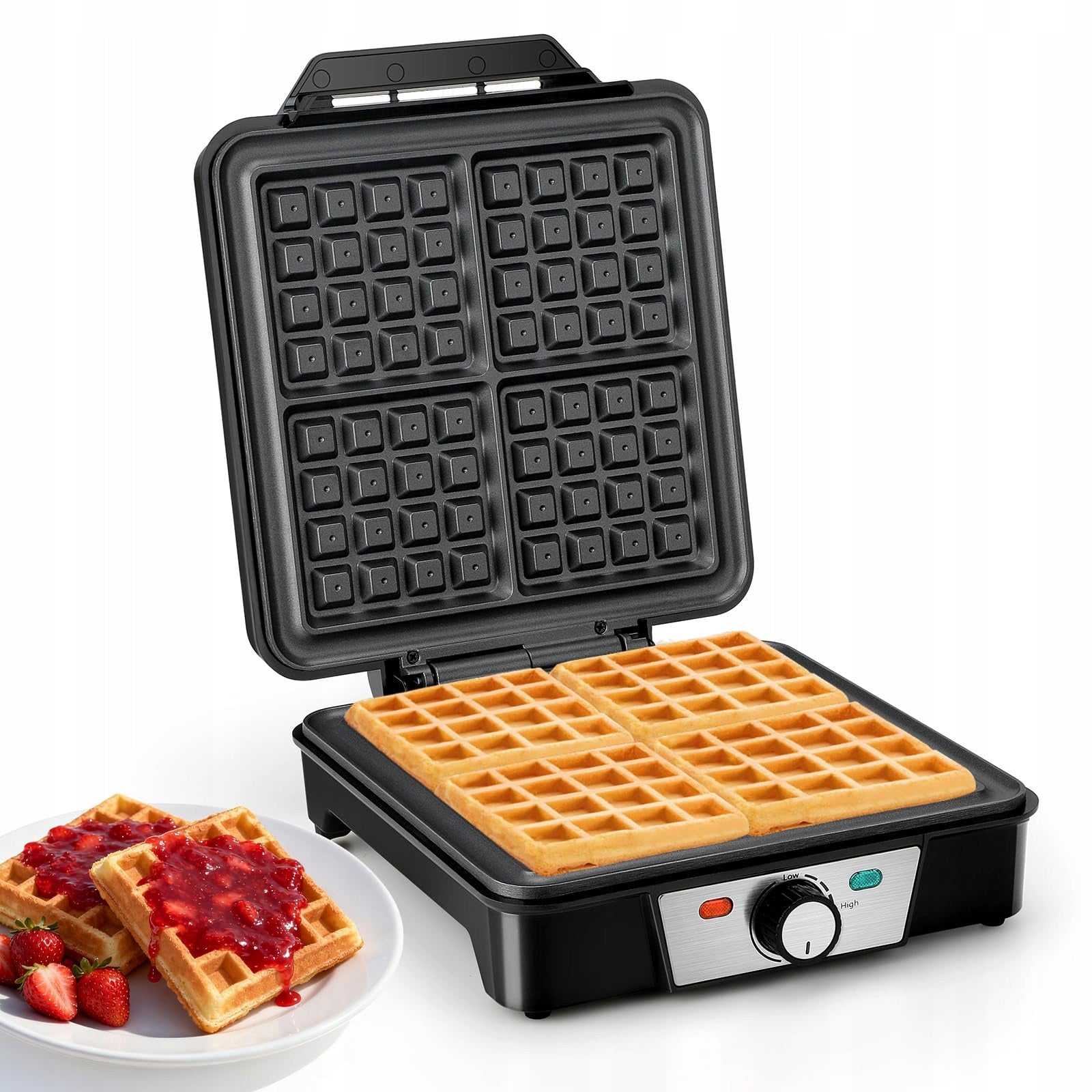 Cozary SLS8005 Belgian Waffle Iron 4 Waffles 1200 W black