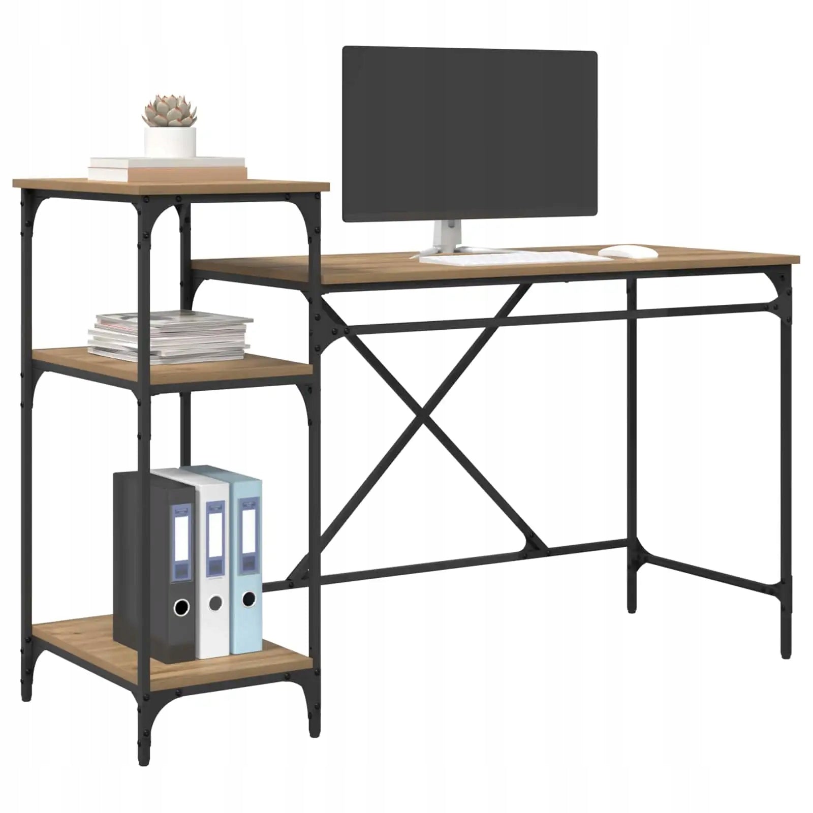 Craft Oak Desk 135 x 50 x 90 cm Brand VidaXL