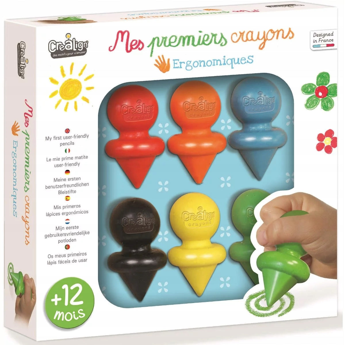 Ergonomiškos mažylio kreidelės nuo 12 mėnesių (6vnt)