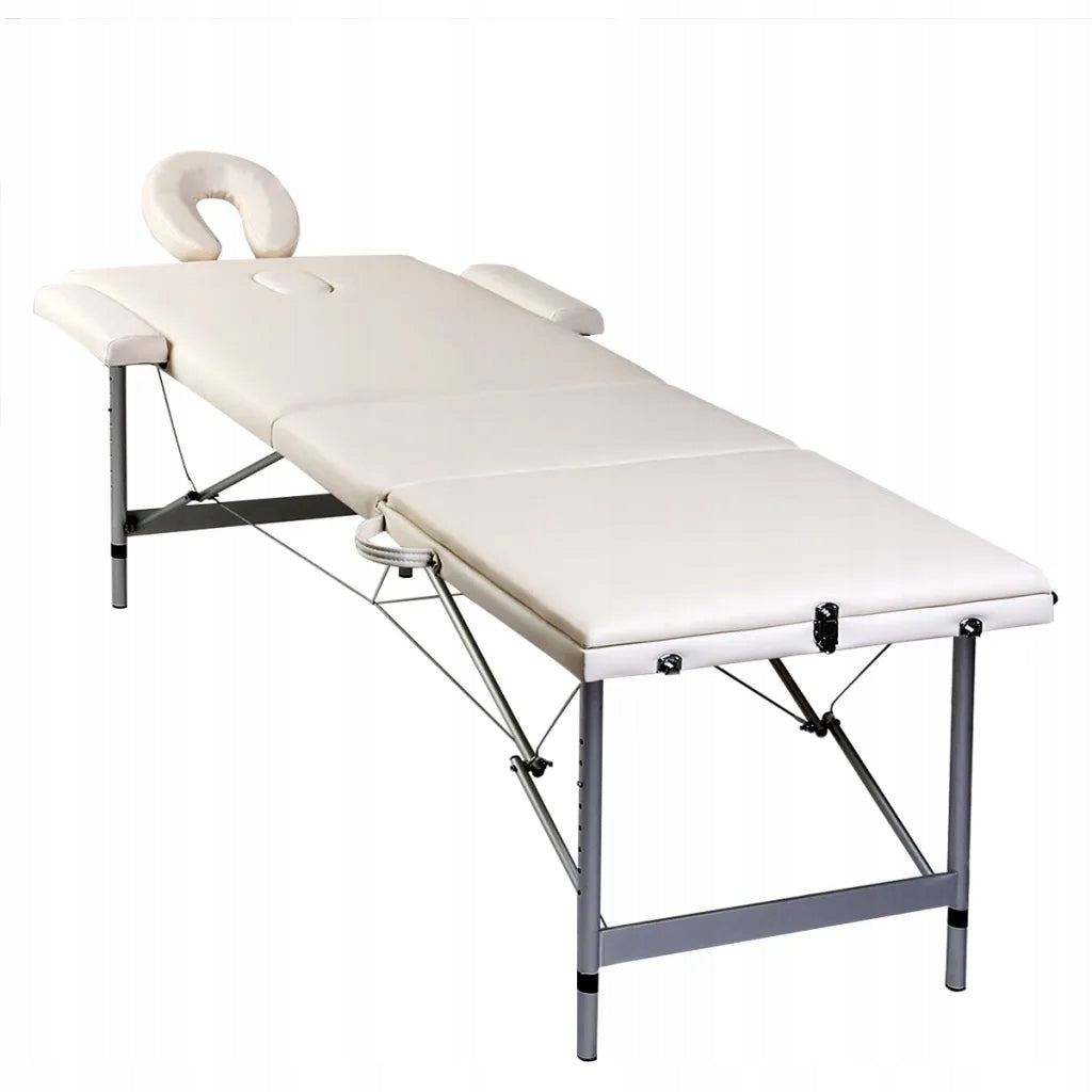 Cream Folding Massage Table 3 Zones With Aluminum Frame Kind folding table