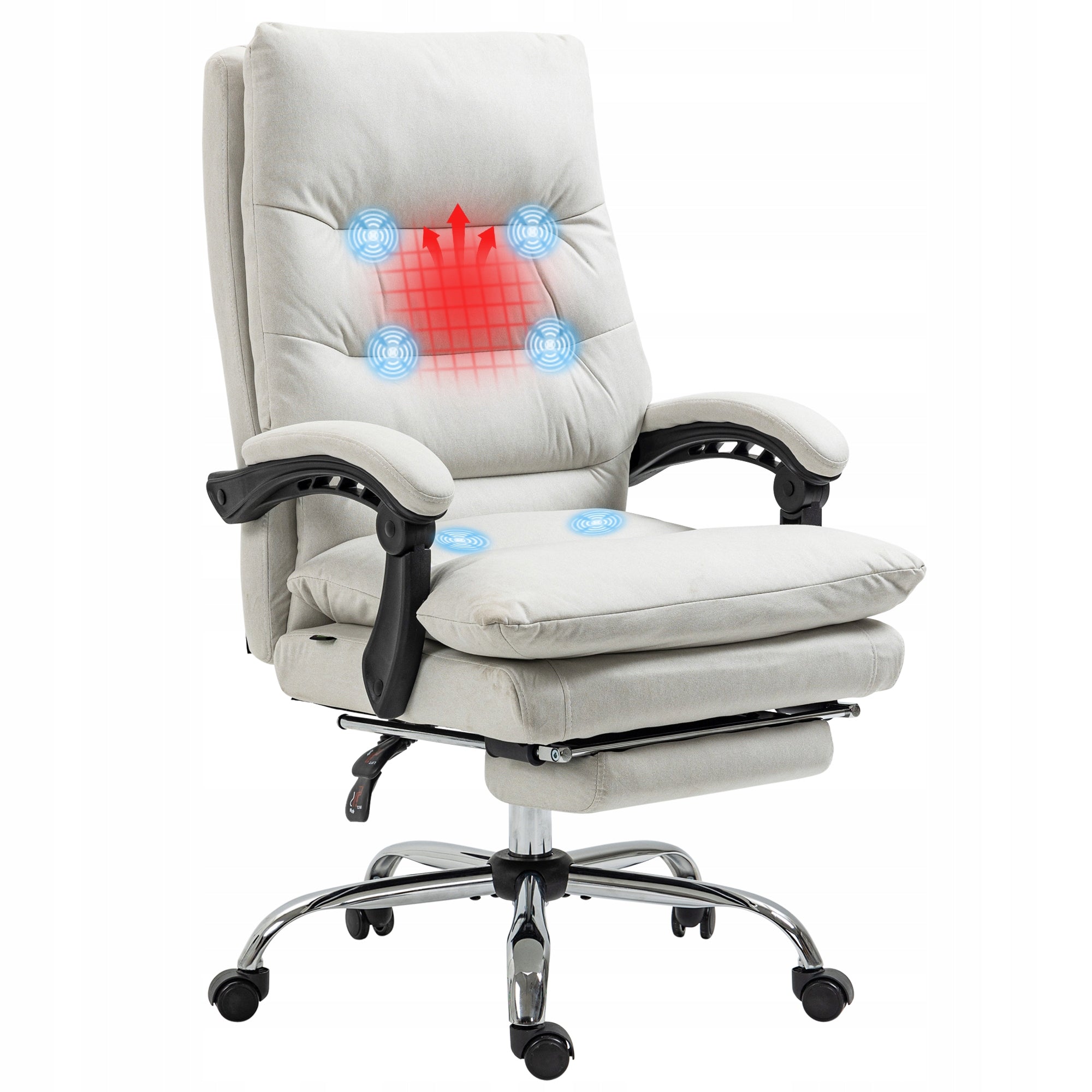Cream massage office chair Vinsetto, heated, adjustable, faux leather