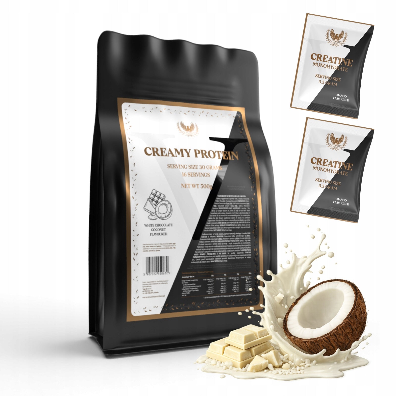 Creamy Protein WPC 70% Whey Protein 500g - White Chocolate Coconut - Victorious