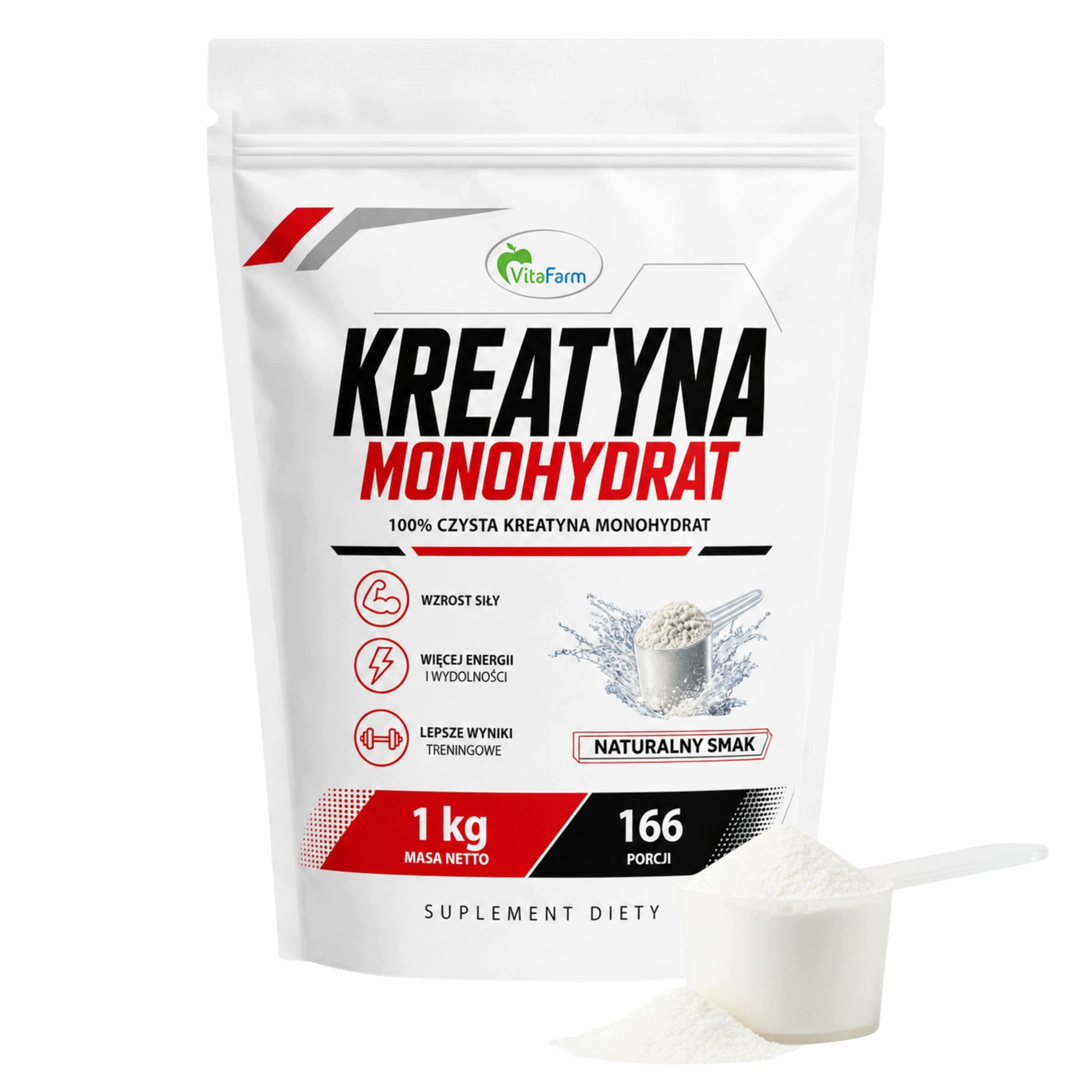 Creatine 100% Monohydrate 1000g Natural 166 servings Muscle Mass Energy