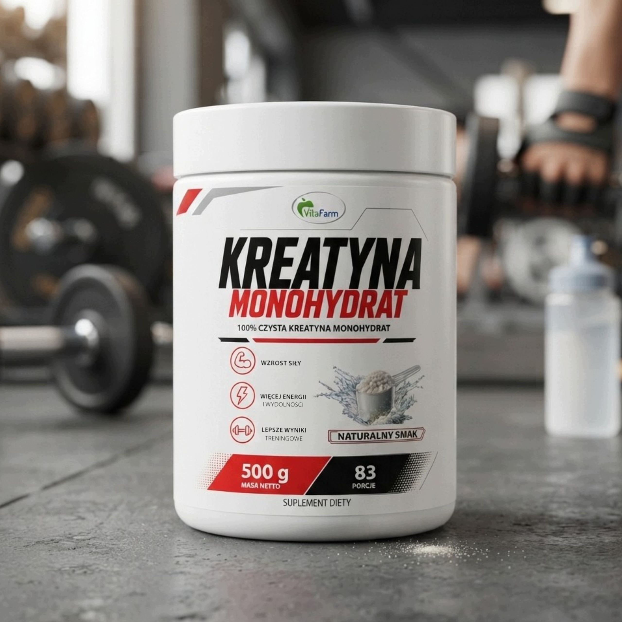 Creatine 100% Monohydrate 500g Natural 83 Servings Muscle Mass Energy Expiration date at least six months from the date of purchase