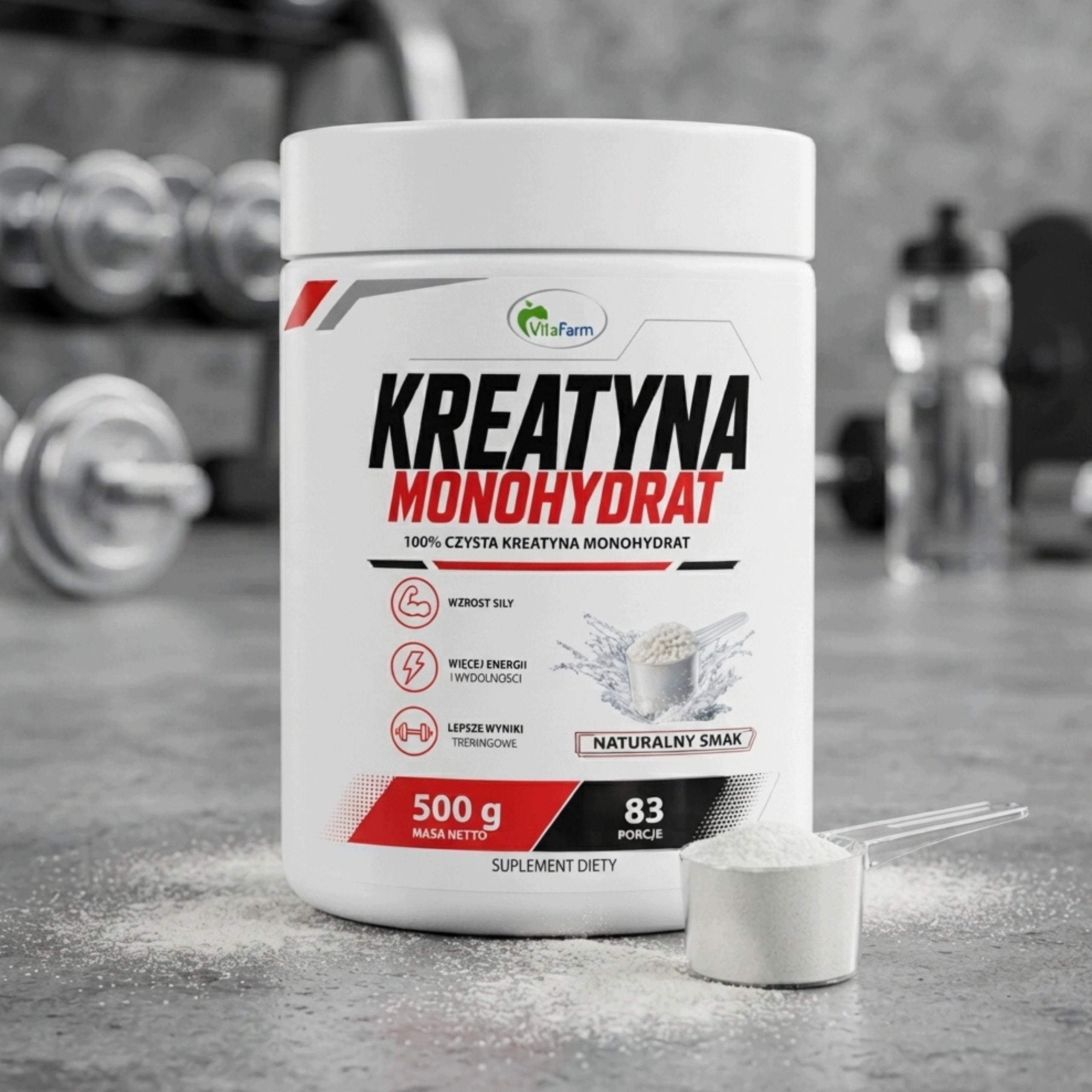 Creatine 100% Monohydrate 500g Natural 83 Servings Muscle Mass Energy Packaging status original
