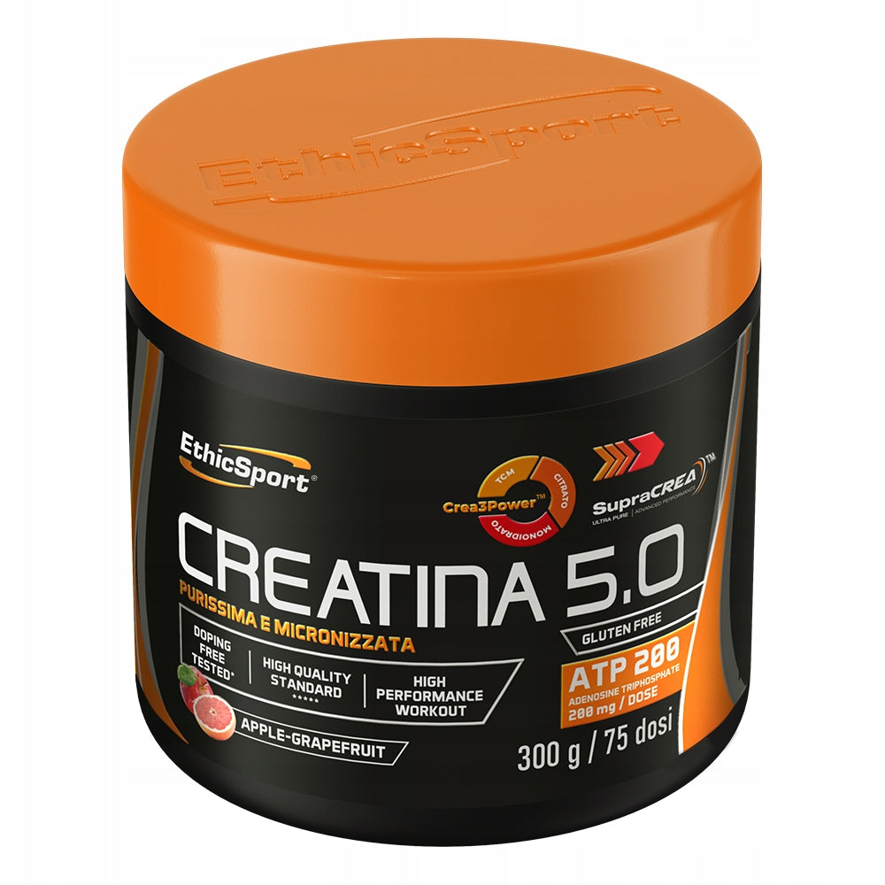 Creatine EthicSport Creatina 5.0 300 g taste of green apple and grapefruit Packaging status original