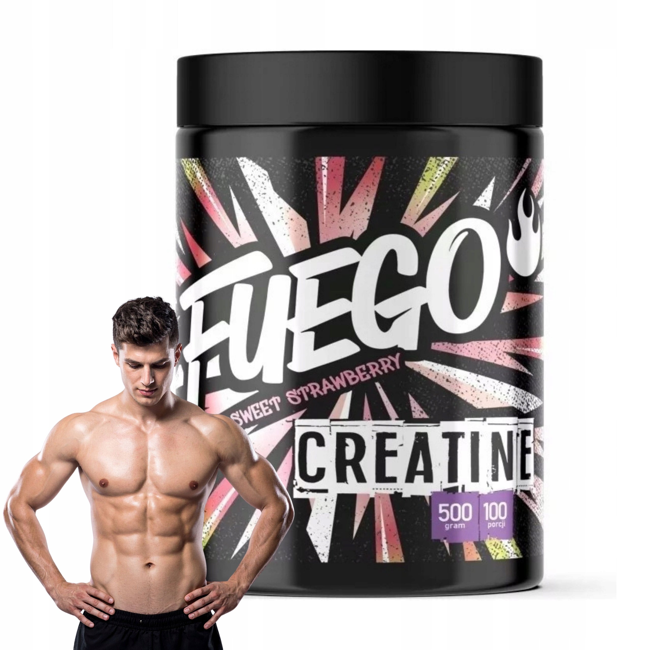 Creatine MONO FUEGO 500 g Sweet strawberry CREATINE MONOHYDRATE