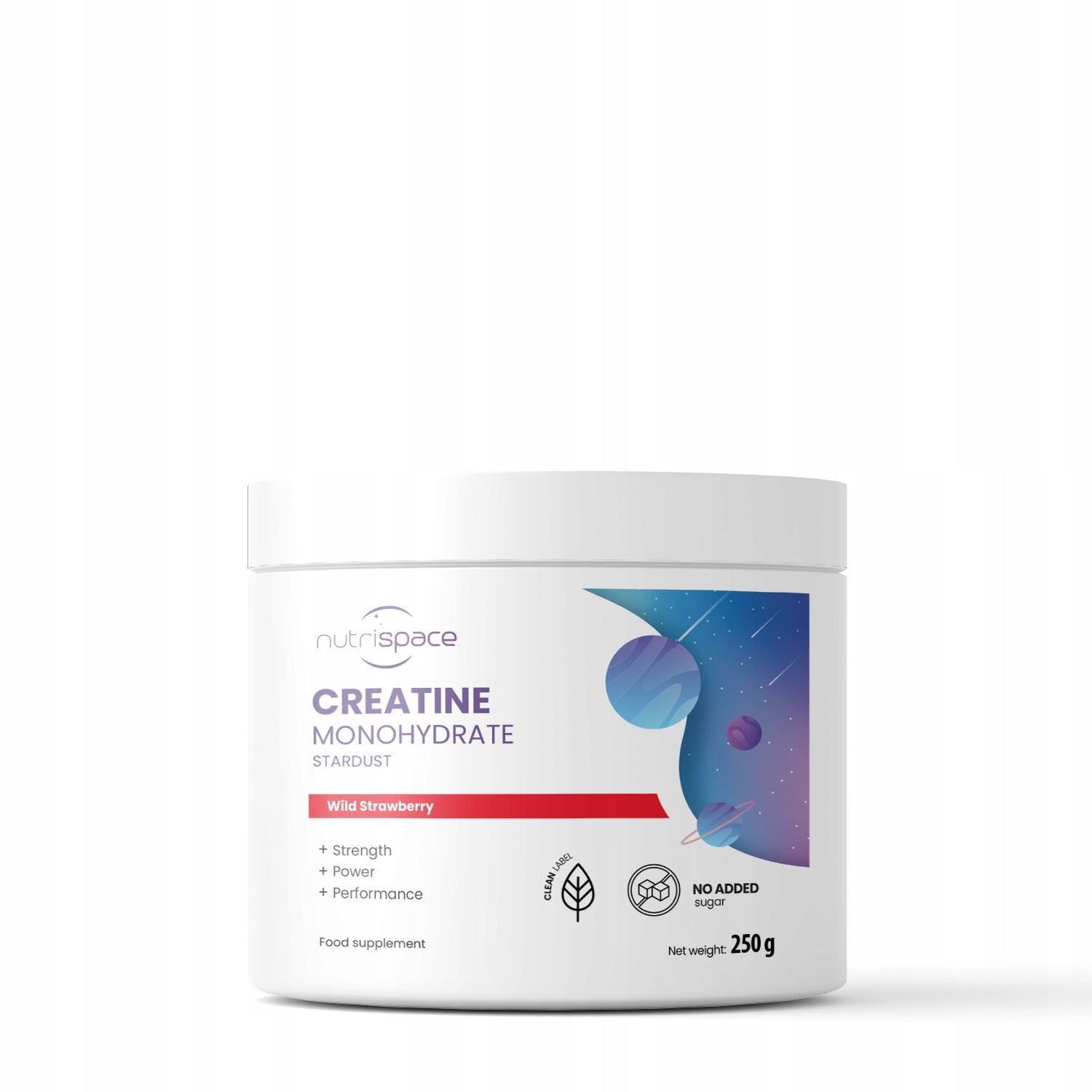 Creatine Monohydrate 250g Level Muscle Strength Power Nutrispace Stardust Packaging status original