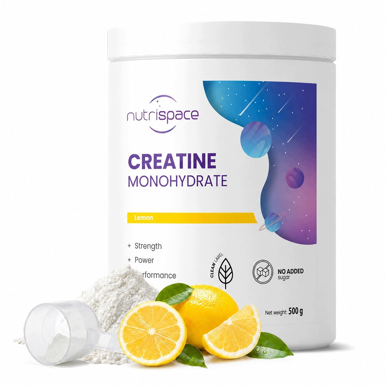 Creatine Monohydrate 500 g Lemon Muscle Strength Power nutrispace