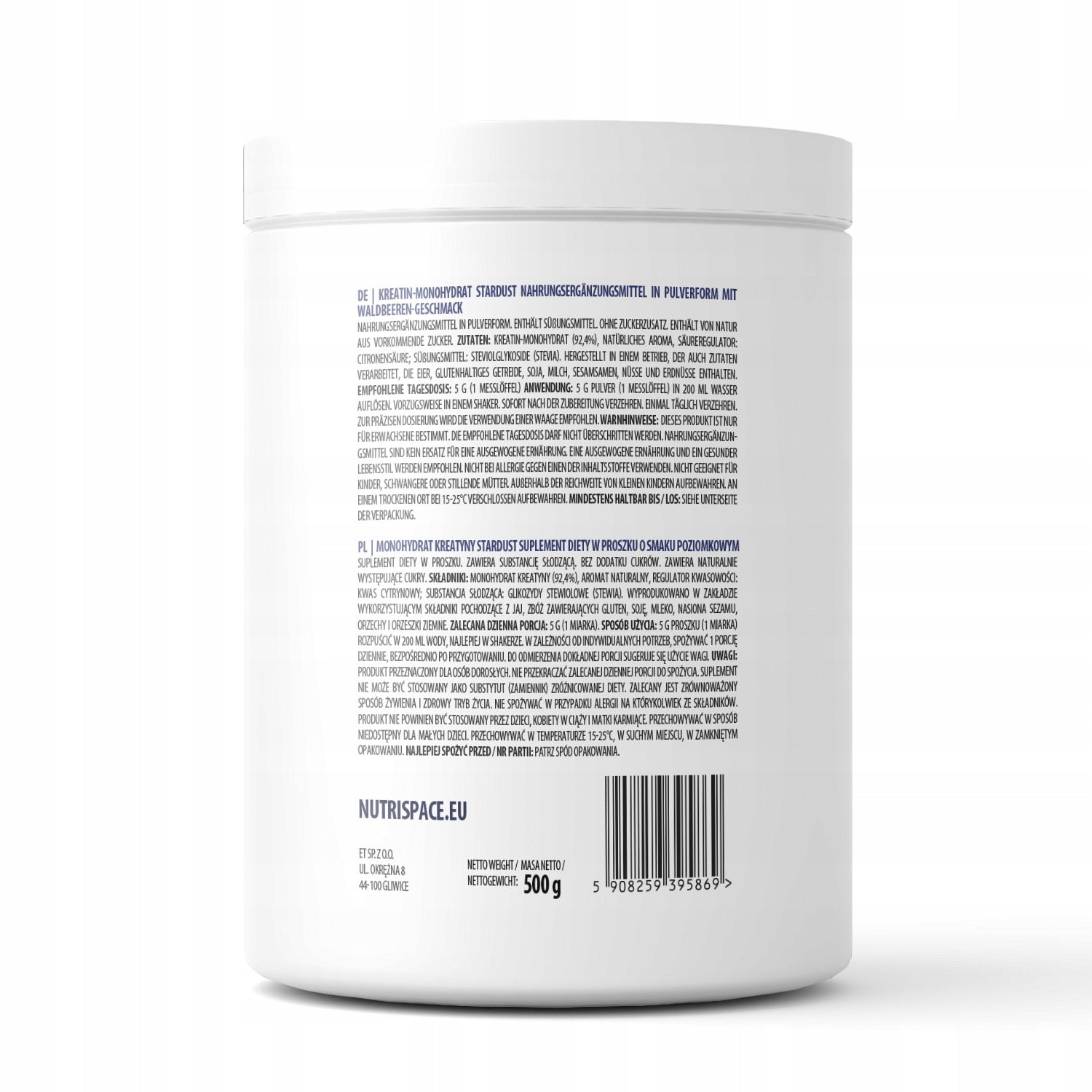 Creatine Monohydrate 500 g Orange Muscle Strength Power nutrispace Packaging status original