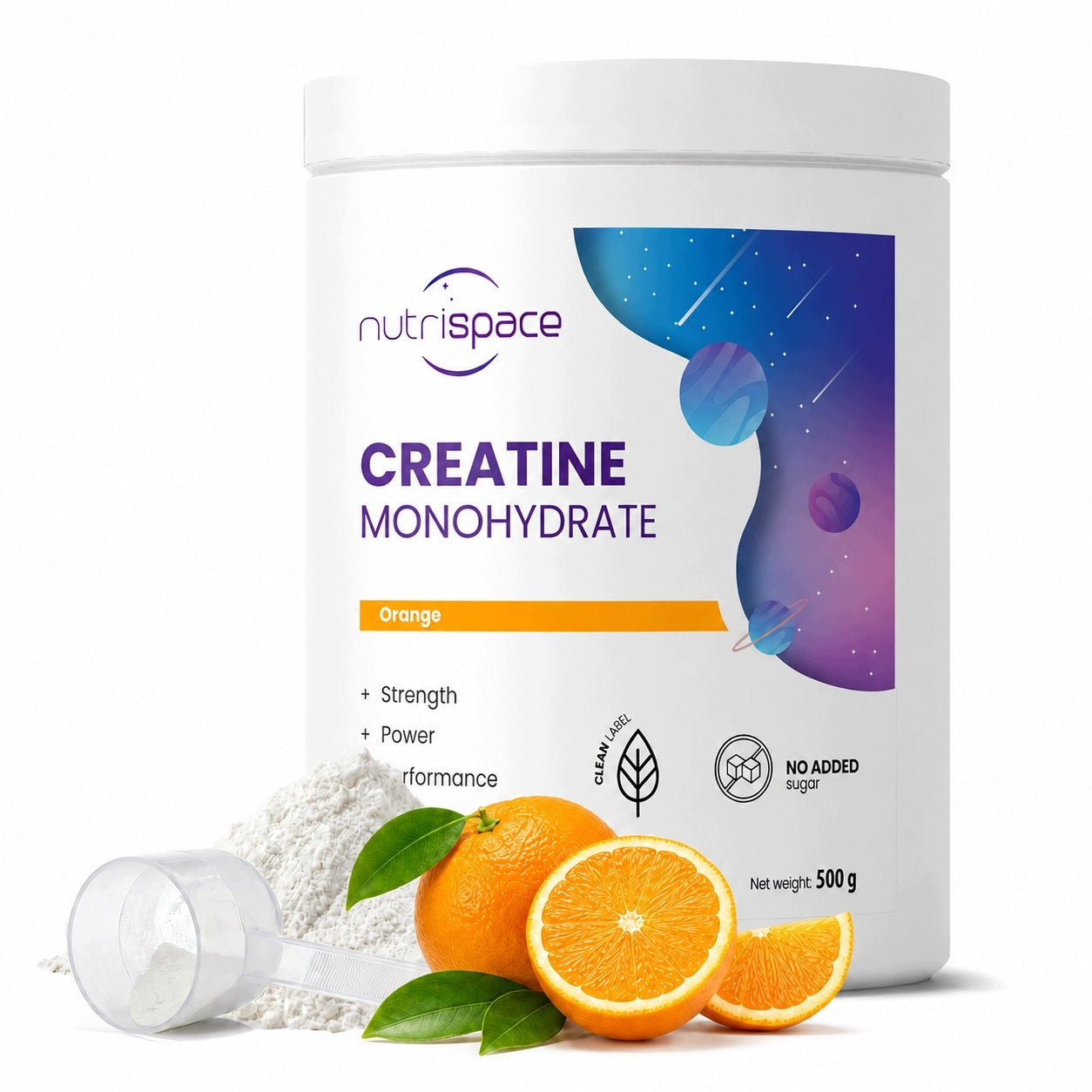 Creatine Monohydrate 500 g Orange Muscle Strength Power nutrispace