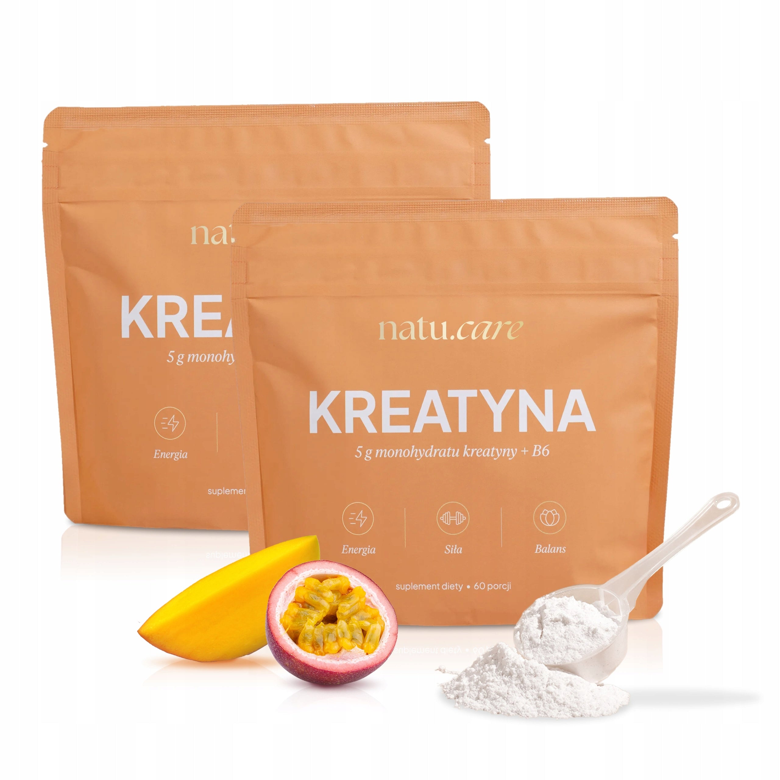 Creatine Monohydrate 5000 mg VITAMIN B6 Mango-Passion Fruit - 2 x 372 g