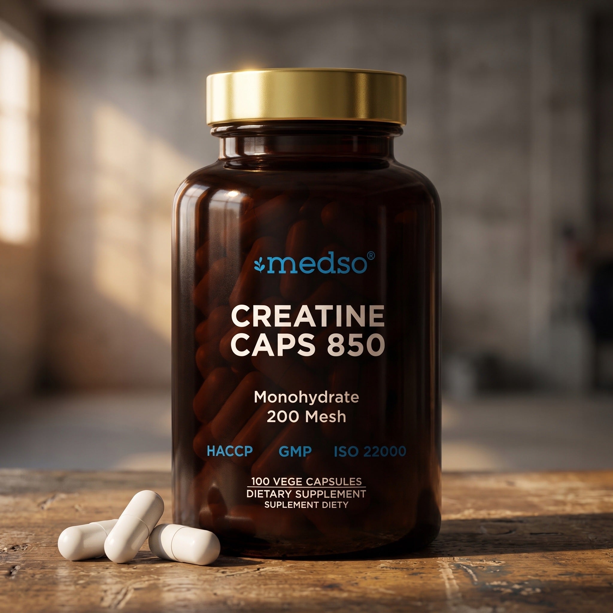 Creatine Monohydrate 850 200mesh Capsules Mind Nervous System Muscles 100pcs Packaging status original