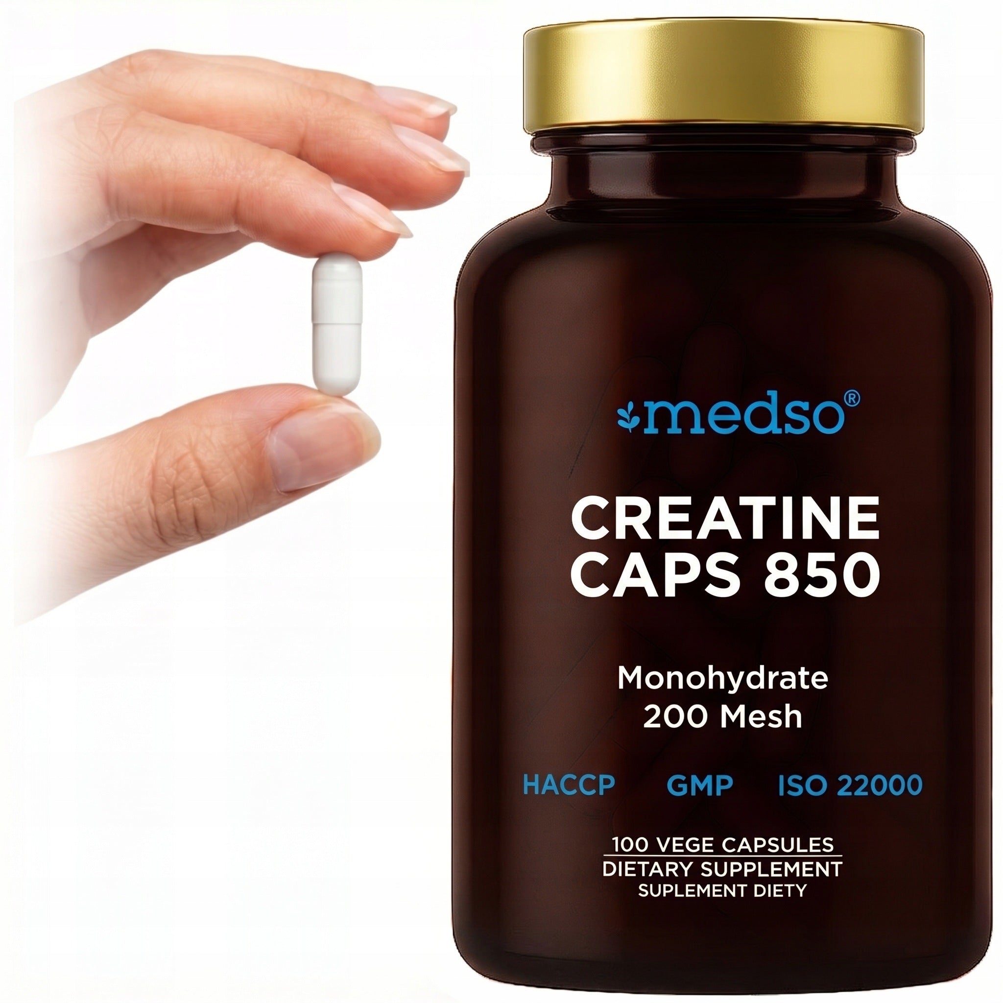 Creatine Monohydrate 850 200mesh Capsules Mind Nervous System Muscles 100pcs