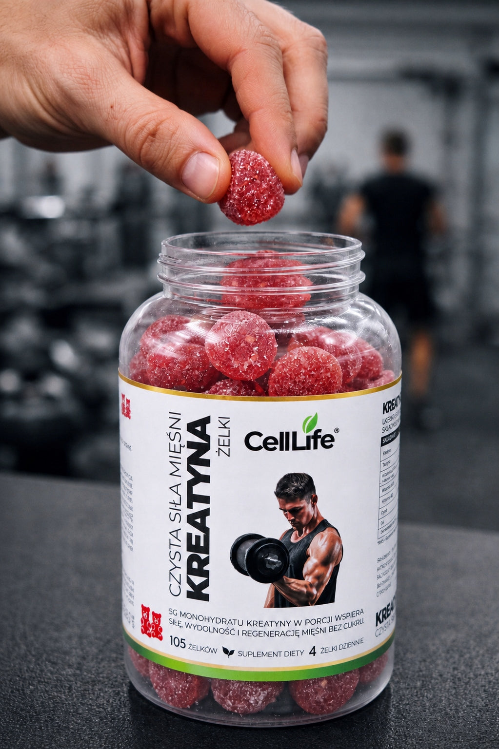 Creatine Monohydrate Gummies Muscle Strength Mass Regeneration Training 90 pcs Medical device no