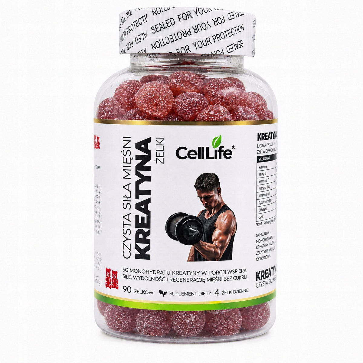 Creatine Monohydrate Gummies Muscle Strength Mass Regeneration Training 90 pcs