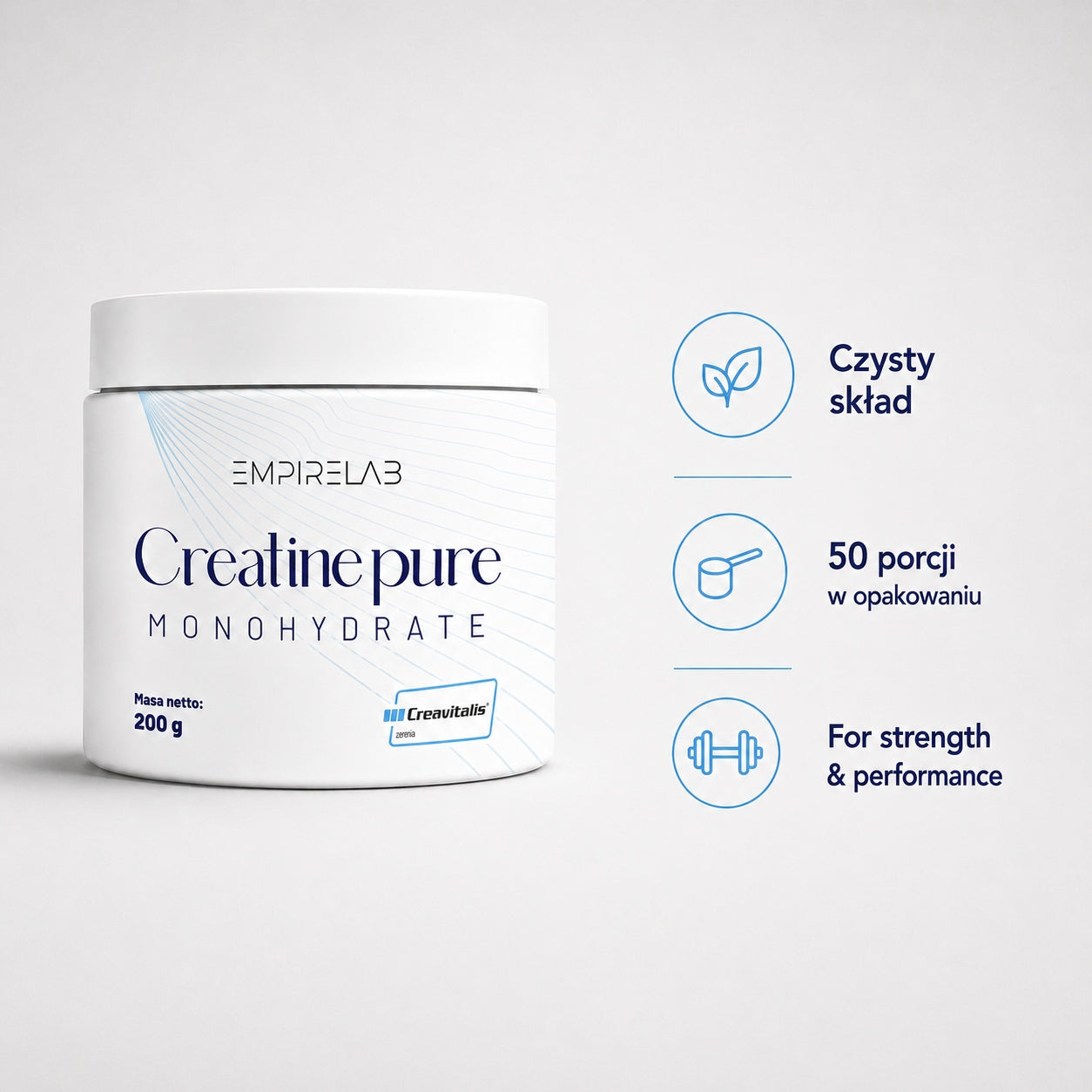 Creatine Monohydrate Pure Creavitalis 200g EmpireLab | PURE COMPOSITION | STRENGTH Expiration date at least 1 year from the date of purchase