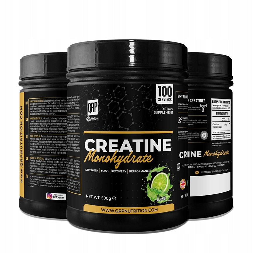 Creatine Monohydrate QRP Nutrition Powder 500g Flavour Lime