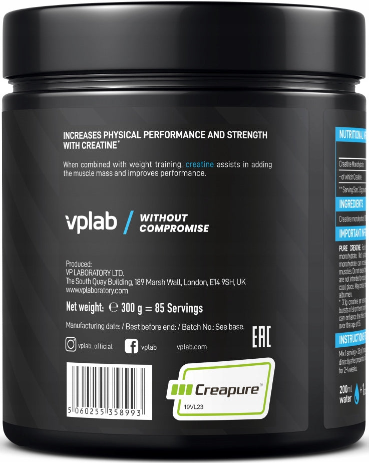 Creatine Monohydrate VPLab 300 g 85 Servings Strength Training Muscle Support Manufacturer code 5060255358993