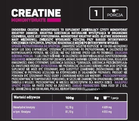 Creatine Monohydrate raspberry 500g Endorfina.shop Packaging status original