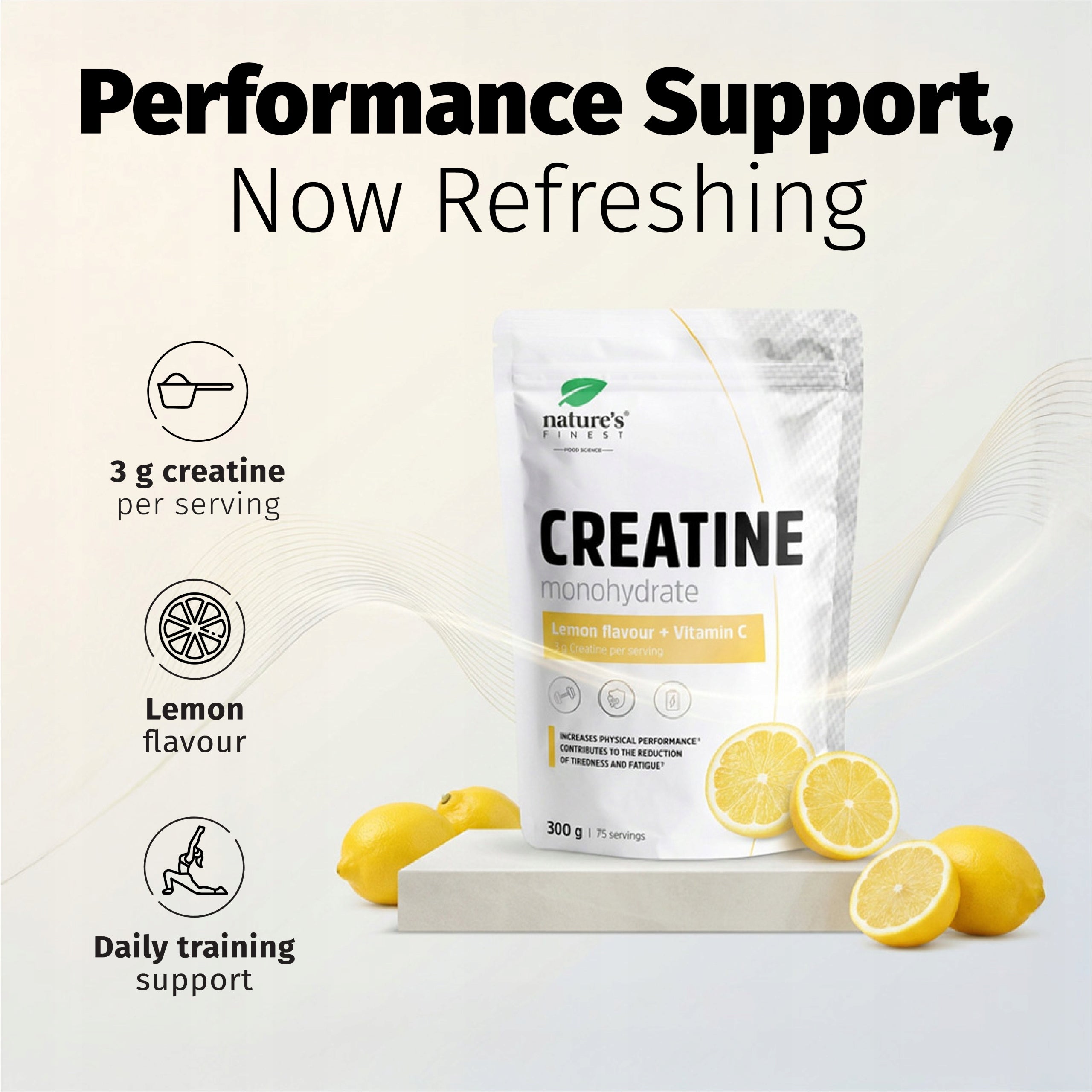 Creatine Monohydrate - with Vitamin C - Lemon Performance - 75 servings - 300g Packaging status original
