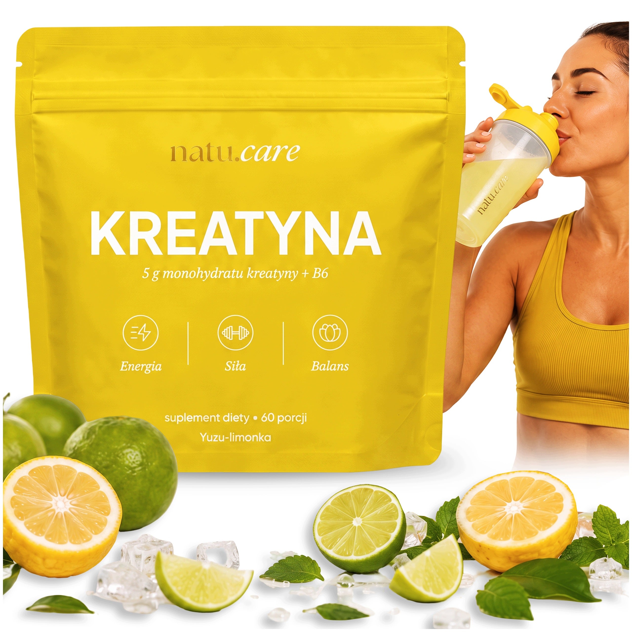Creatine creatine monohydrate 5000 mg | LIME | VITAMIN B6 Yuzu - 372 g