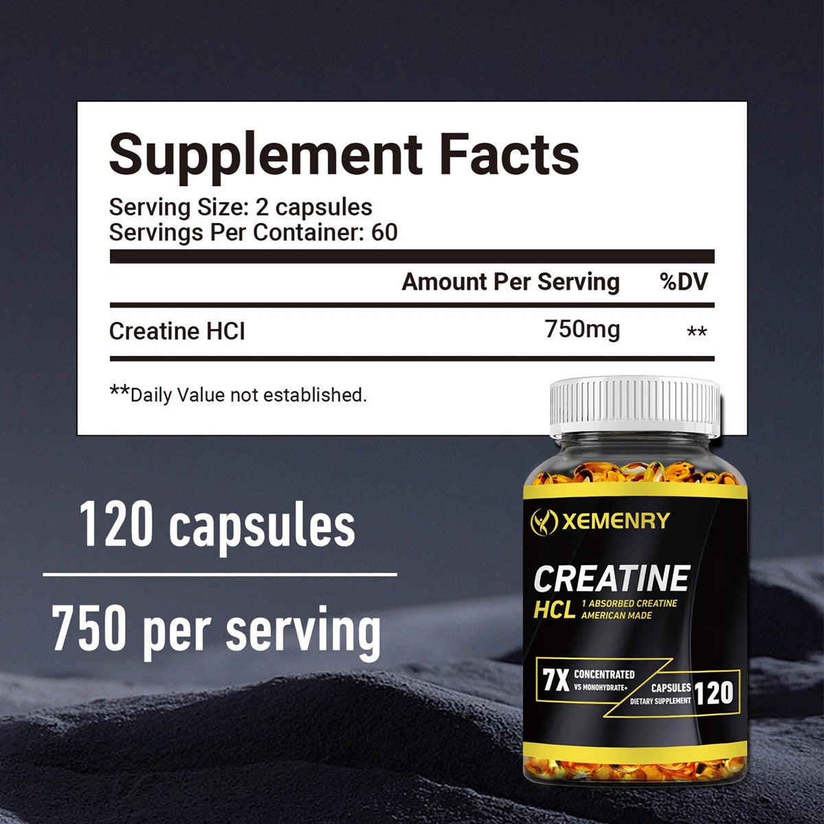Creatine hydrochloride capsules 750 mg – increased strength and efficiency... Expiration date at least 1 year from the date of purchase
