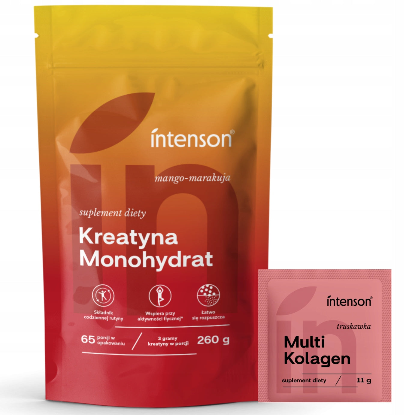 Creatine mango-passion fruit powder 260g + Multi Collagen sachet strawberry 11g
