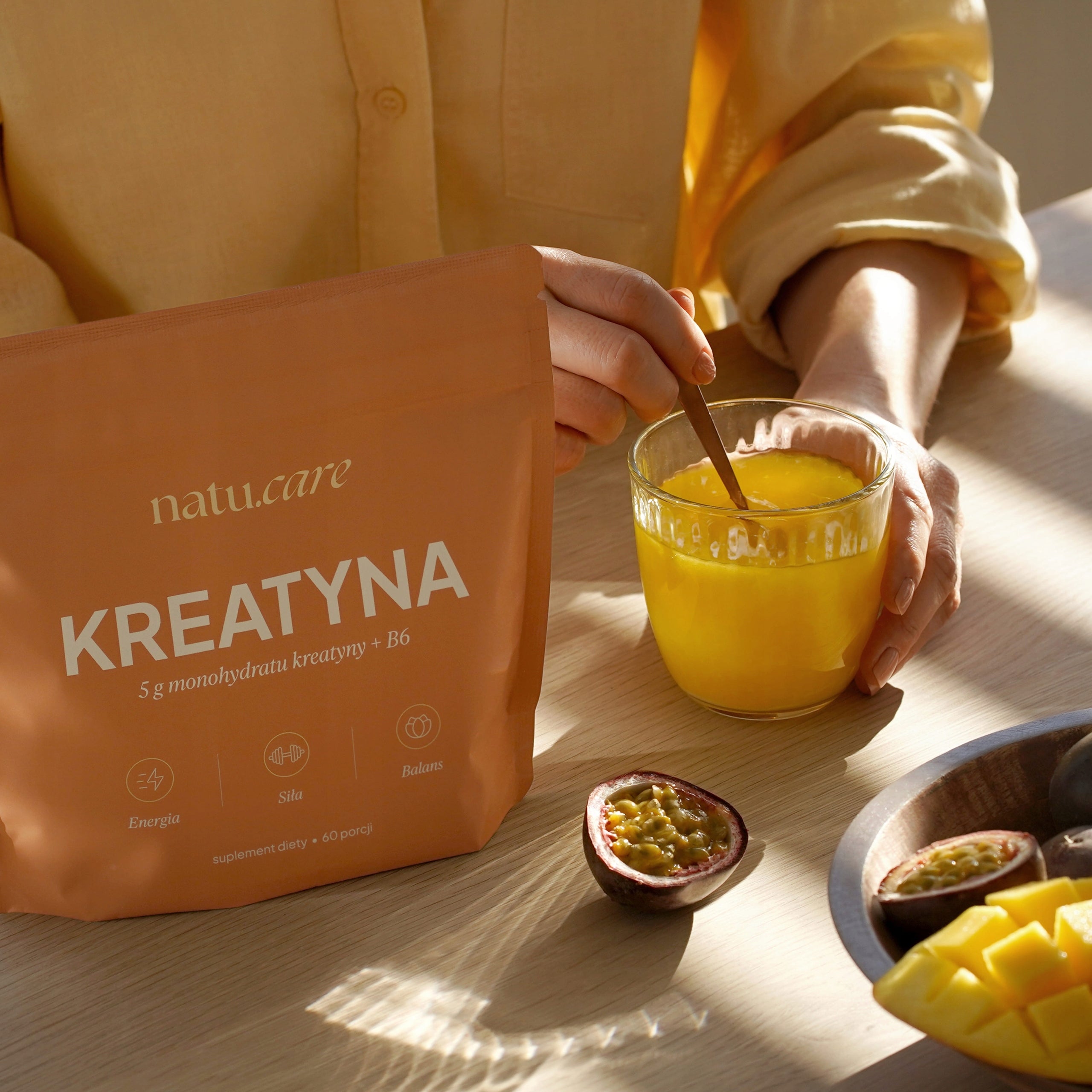 Creatine monohydrate 200 Mesh vitamin B6 Mango-Passion Fruit Natu.Care 372 g Manufacturer code Kreatyna Mango