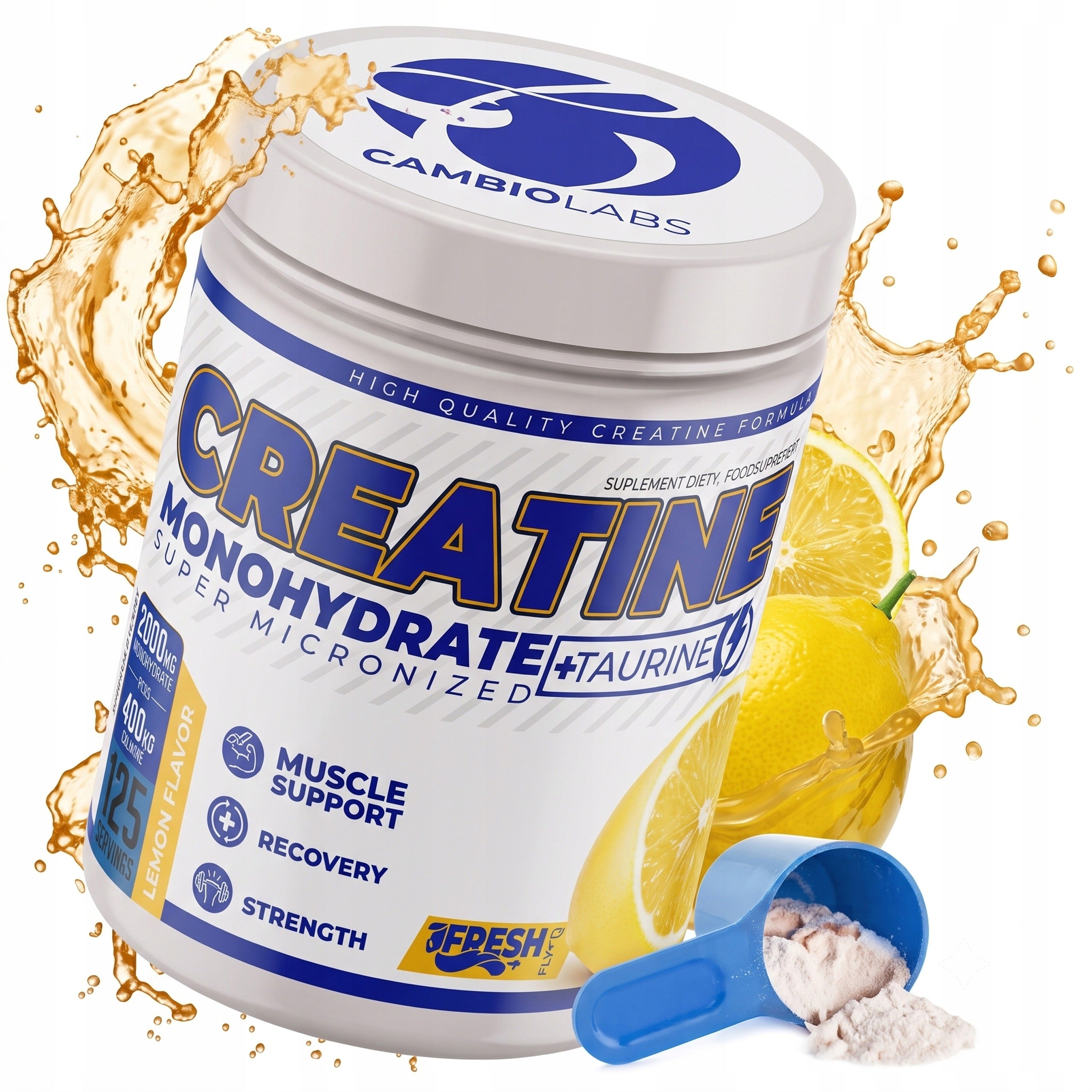 Creatine monohydrate 500g lemon taurine micronized powder 125 servings