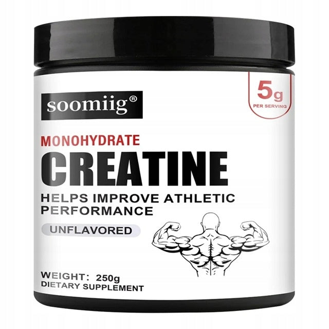 Creatine monohydrate powder strengthens overall muscle mass 5 g per serving