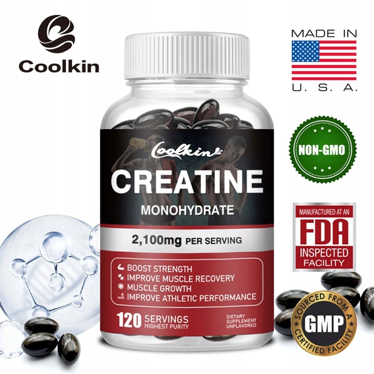 Creatine monohydrate – testosterone booster, supplement for people training Packaging status original