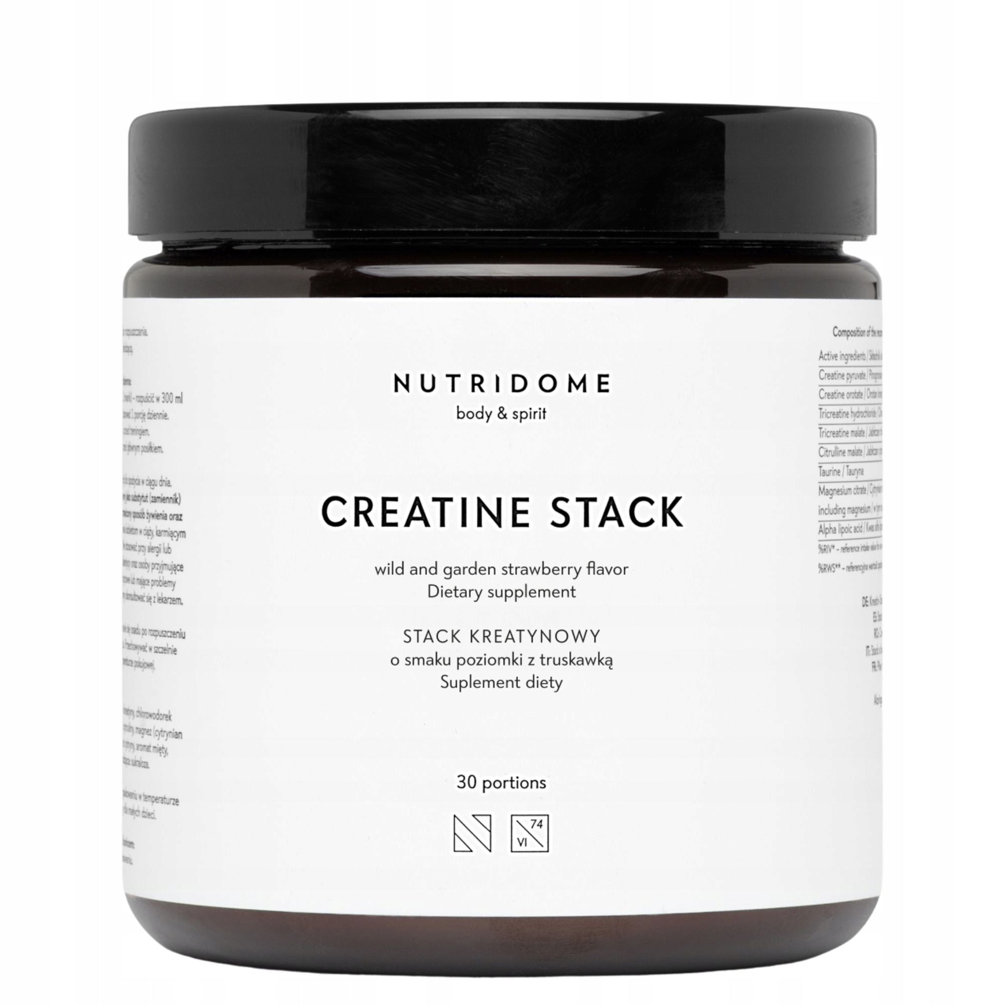 Creatine stack CREATINE taste strawberry MUSCLE SUPPORT Nutridome Packaging status original