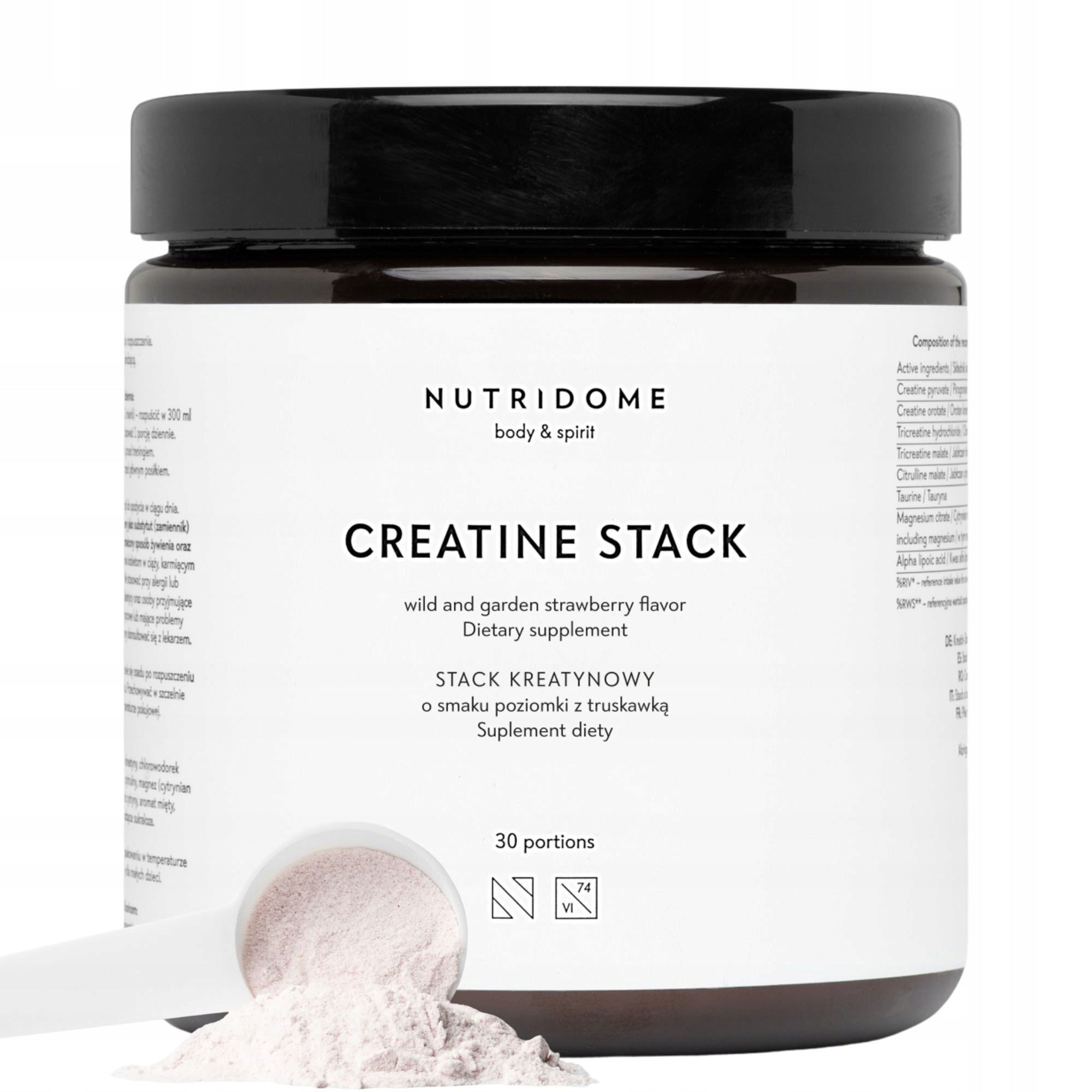 Creatine stack CREATINE taste strawberry MUSCLE SUPPORT Nutridome